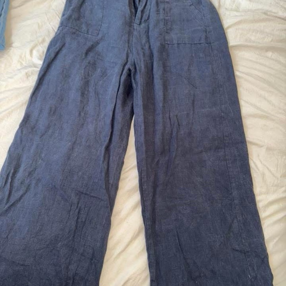 Little lies wide leg linen pants (dark blue)